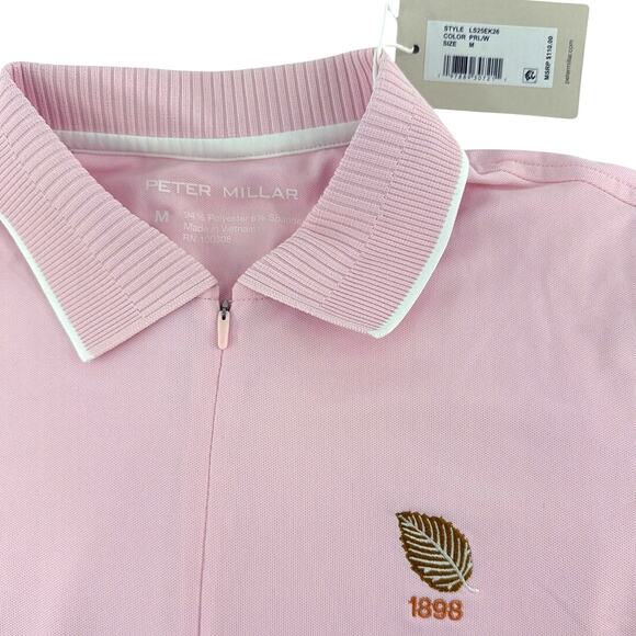 Peter Millar Women's Pink Whitworth Sport Mesh Short-Sleeve Polo Tee Size M - Picture 6 of 9